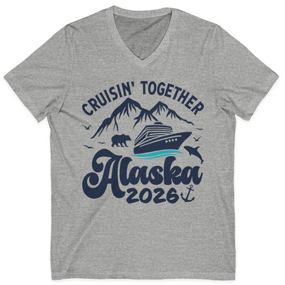 Alaska Cruise Adventure Shirt V-Neck Shirt – Athletic Heather – Alaska Cruise Shirts