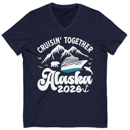 Alaska Cruise Adventure Shirt V-Neck Shirt – Navy – Alaska Cruise Shirts