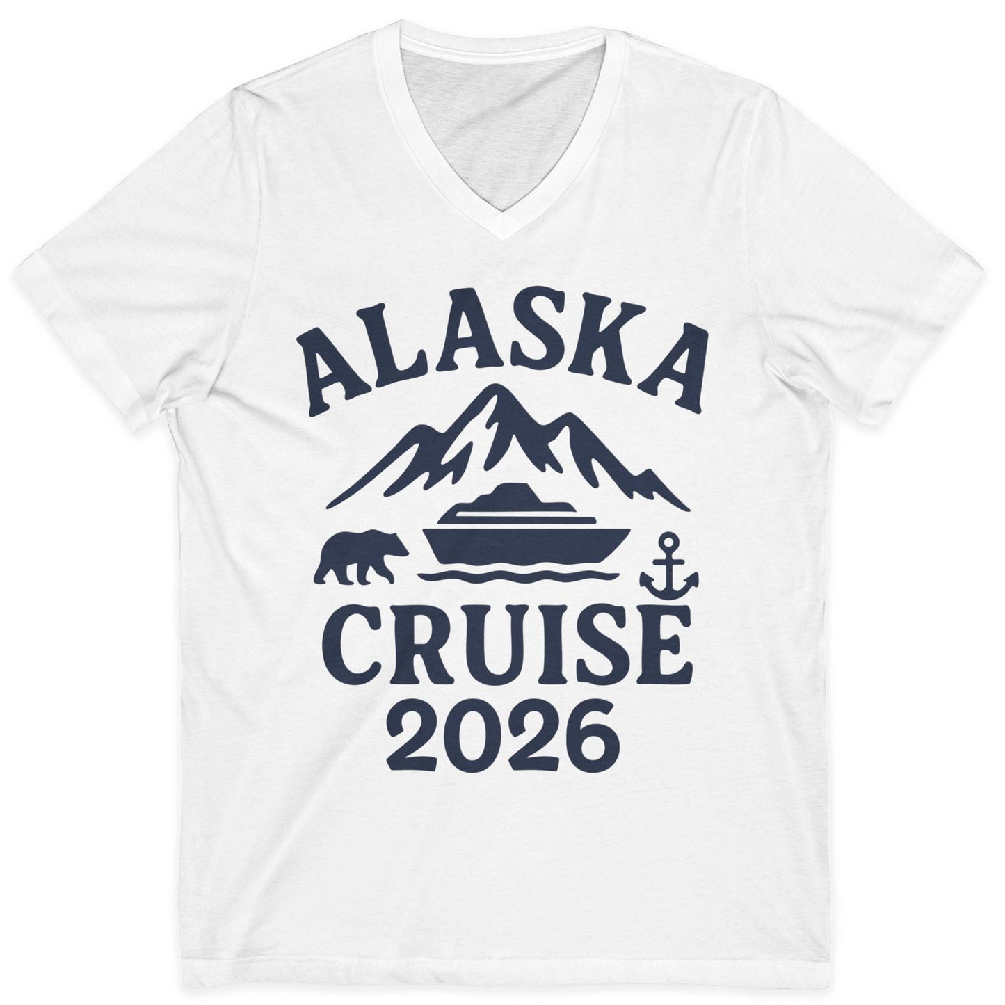 Alaska Cruise 2026 Shirt V-Neck Shirt – White – Alaska Cruise Shirts