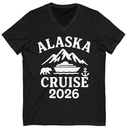 Alaska Cruise 2026 Shirt V-Neck Shirt – Black – Alaska Cruise Shirts