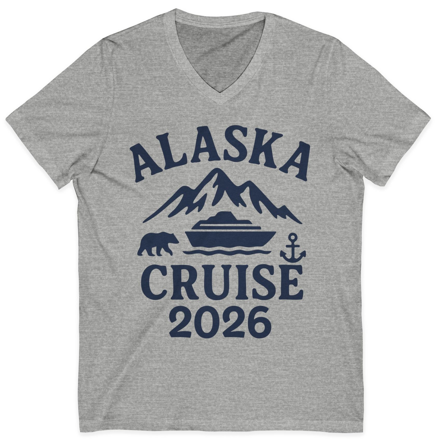 Alaska Cruise 2026 Shirt V-Neck Shirt – Athletic Heather – Alaska Cruise Shirts