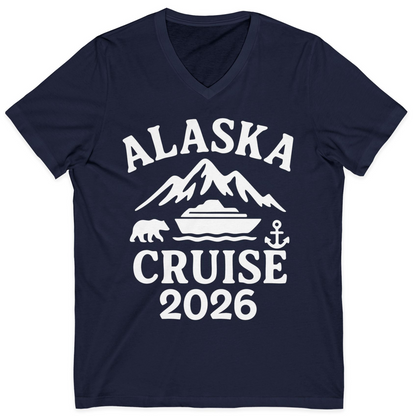 Alaska Cruise 2026 Shirt V-Neck Shirt – Navy – Alaska Cruise Shirts