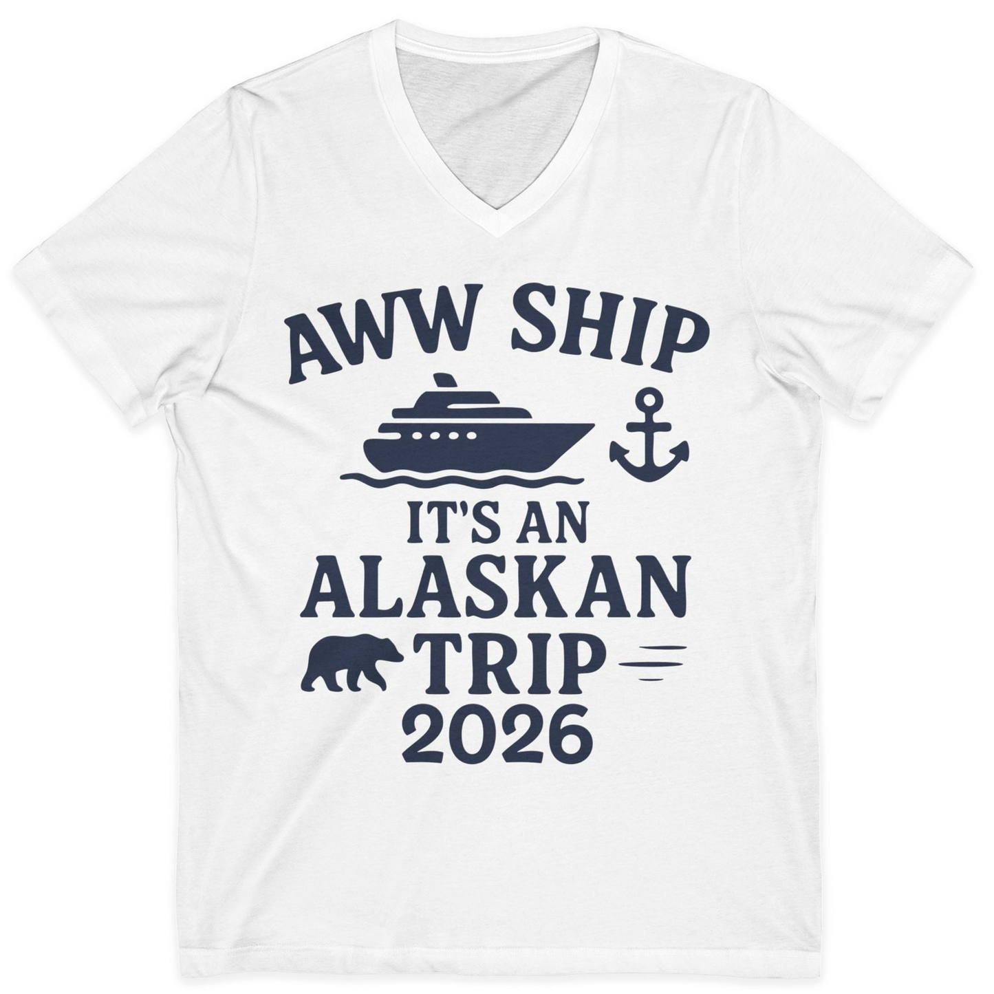 Alaska Cruise Shirt V-Neck Shirt – White – Alaska Cruise Shirts