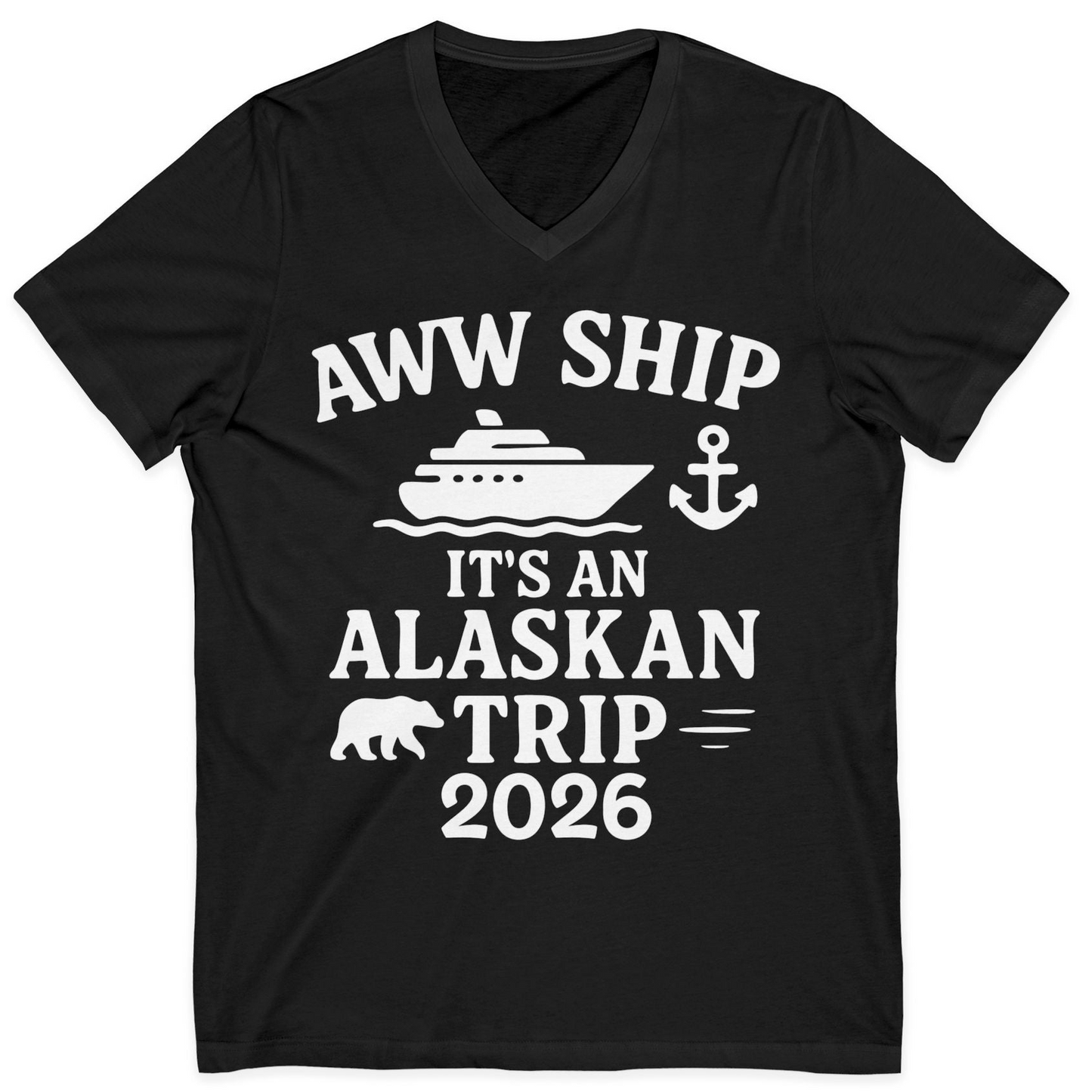 Alaska Cruise Shirt V-Neck Shirt – Black – Alaska Cruise Shirts