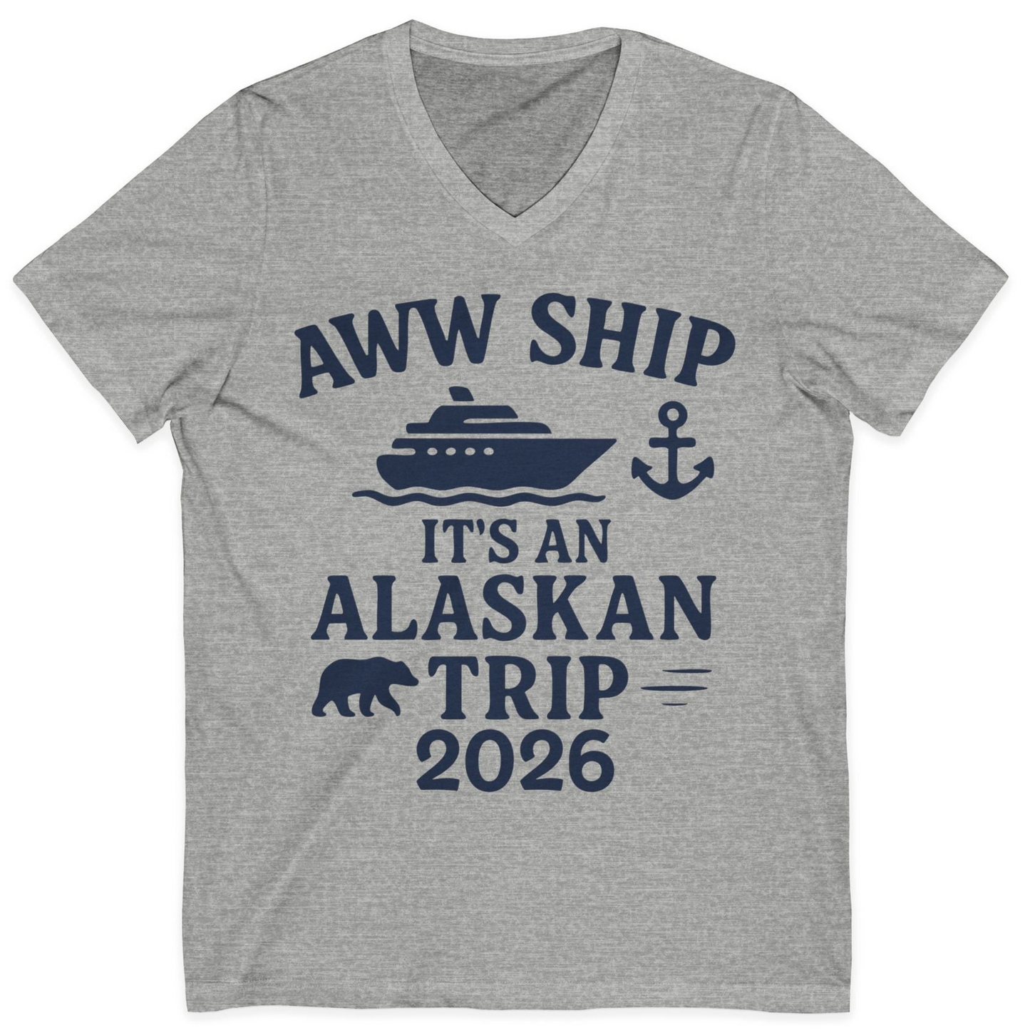 Alaska Cruise Shirt V-Neck Shirt – Athletic Heather – Alaska Cruise Shirts