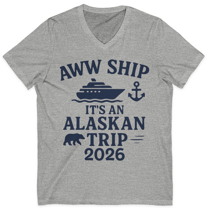 Alaska Cruise Shirt V-Neck Shirt – Athletic Heather – Alaska Cruise Shirts