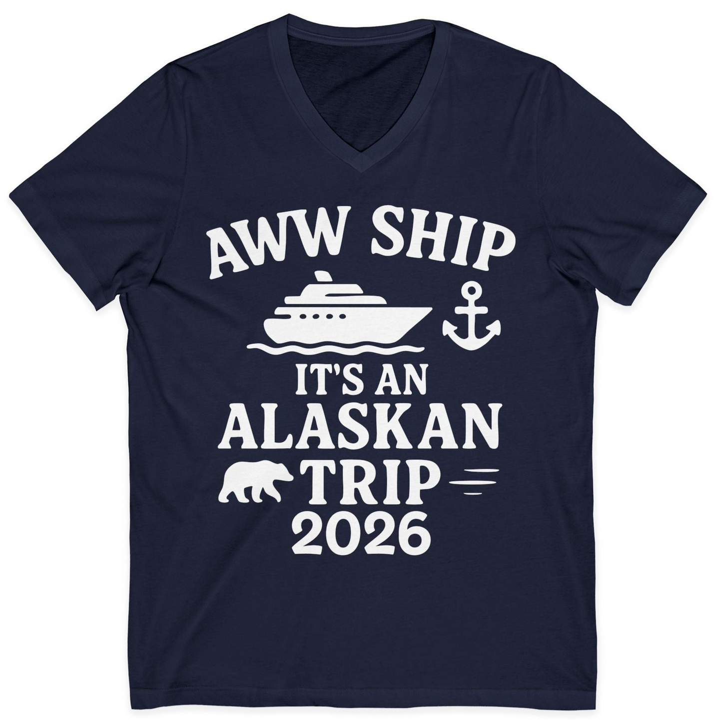 Alaska Cruise Shirt V-Neck Shirt – Navy – Alaska Cruise Shirts