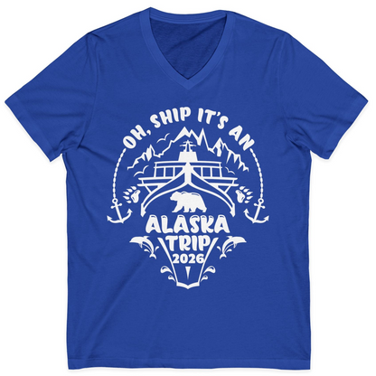 Oh Ship It’s an Alaska Trip 2026 Cruise and Wildlife Shirt — V-Neck V-Neck Shirt – True Royal – Alaska Cruise Shirts