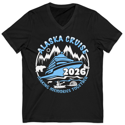Alaska Cruise 2026 Shirt V-Neck Shirt – Black – Alaska Cruise Shirts