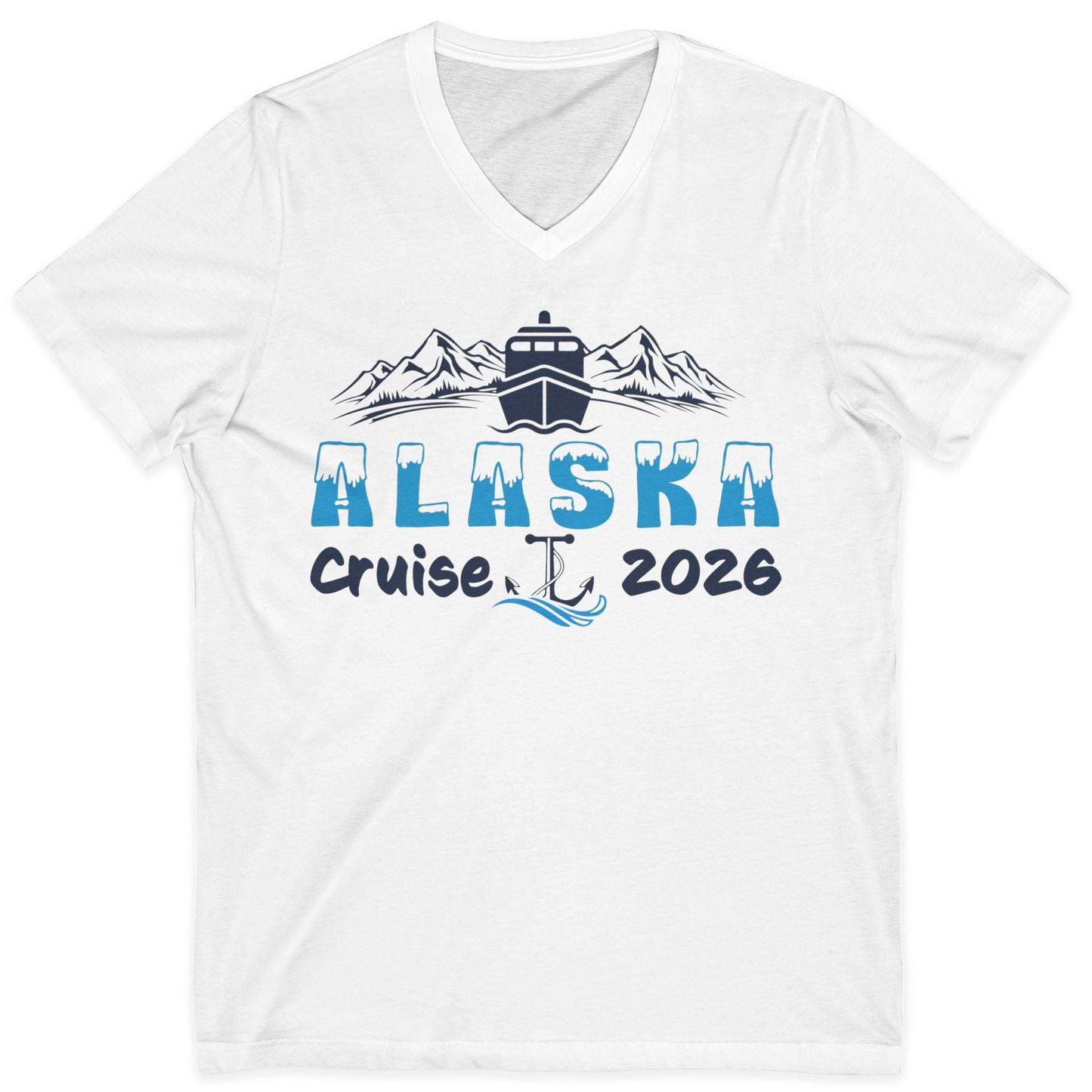 Alaska Cruise 2026 Shirt V-Neck Shirt – White – Alaska Cruise Shirts