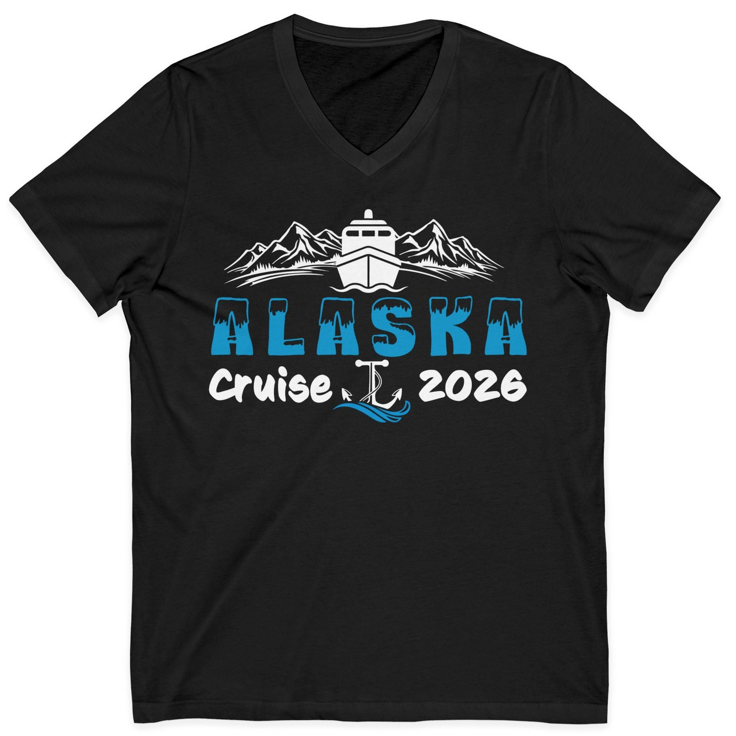 Alaska Cruise 2026 Shirt V-Neck Shirt – Black – Alaska Cruise Shirts