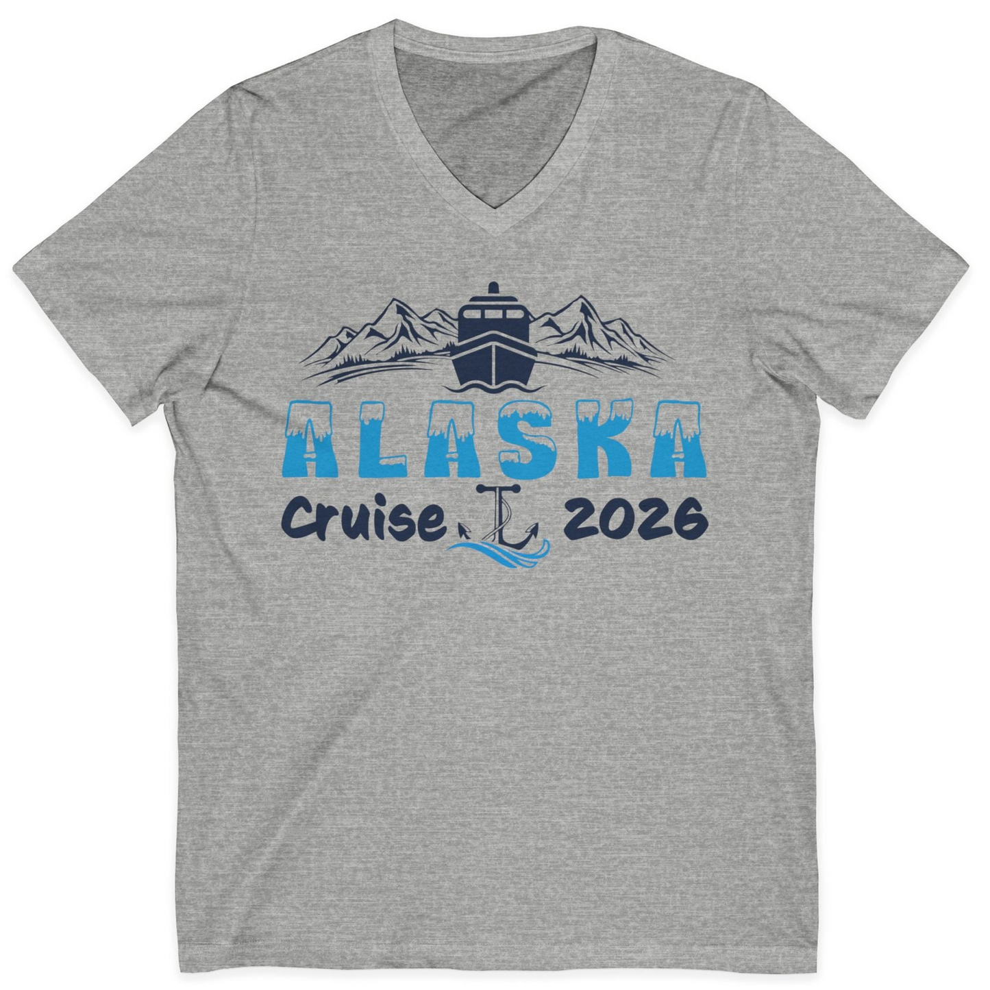Alaska Cruise 2026 Shirt V-Neck Shirt – Athletic Heather – Alaska Cruise Shirts