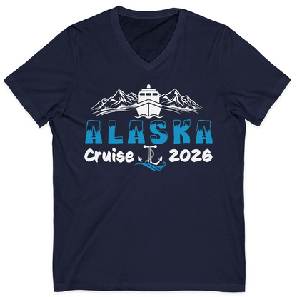 Alaska Cruise 2026 Shirt V-Neck Shirt – Navy – Alaska Cruise Shirts