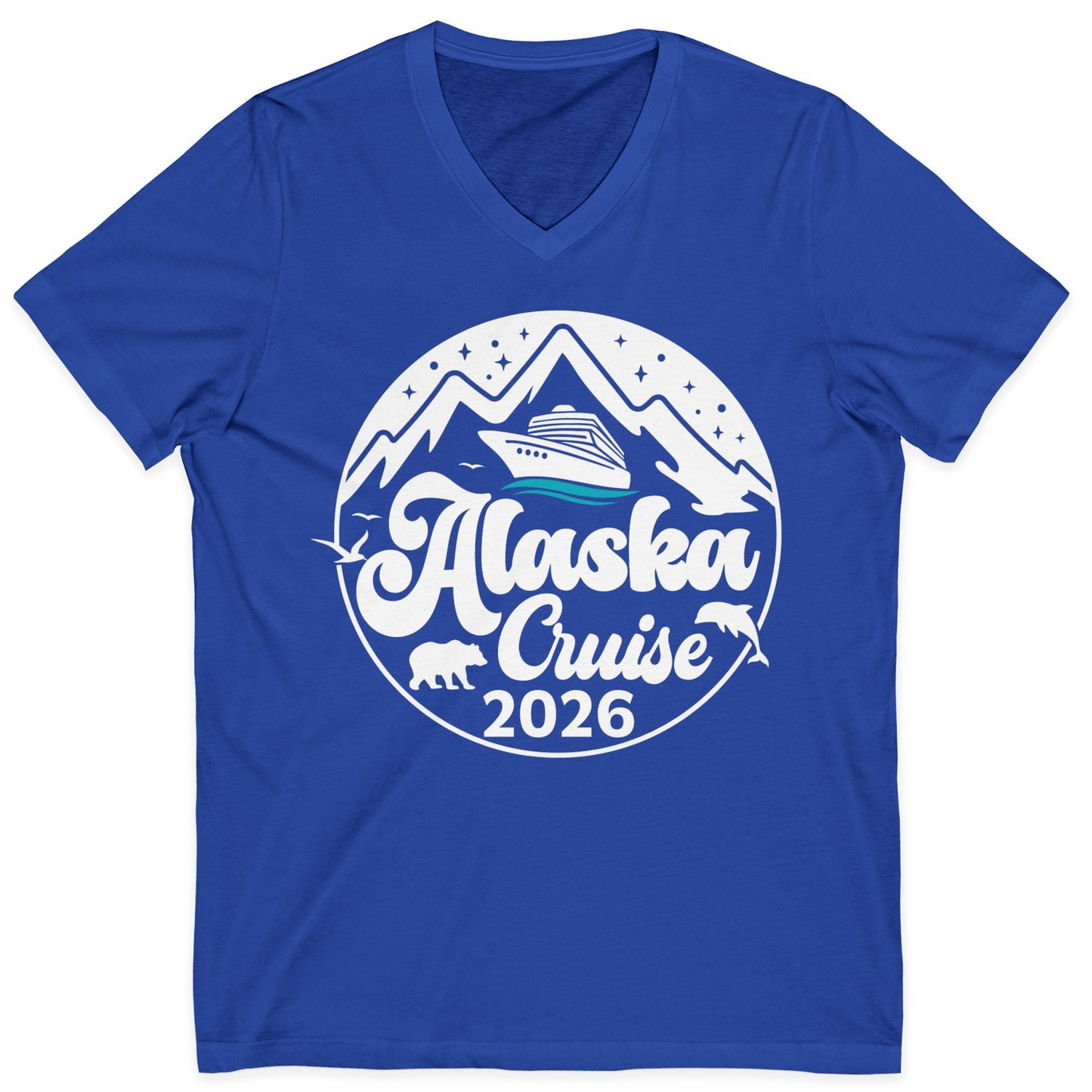 Alaska Cruise 2026 Shirt V-Neck Shirt – True Royal – Alaska Cruise Shirts
