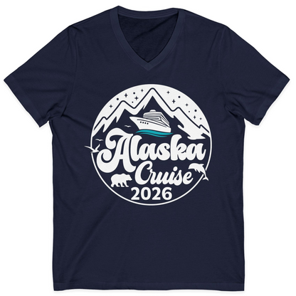 Alaska Cruise 2026 Shirt V-Neck Shirt – Navy – Alaska Cruise Shirts