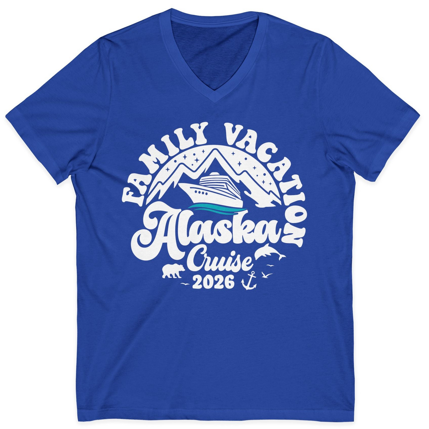 Alaska Family Cruise Shirt V-Neck Shirt – True Royal – Alaska Cruise Shirts