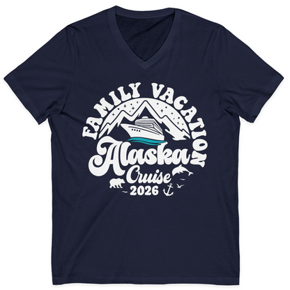 Alaska Family Cruise Shirt V-Neck Shirt – Navy – Alaska Cruise Shirts