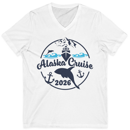 Alaska Cruise 2026 Shirt V-Neck Shirt – White – Alaska Cruise Shirts