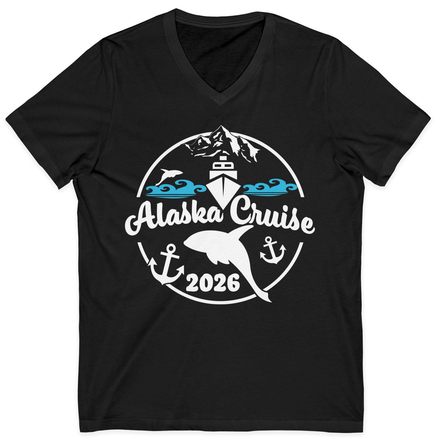 Alaska Cruise 2026 Shirt V-Neck Shirt – Black – Alaska Cruise Shirts