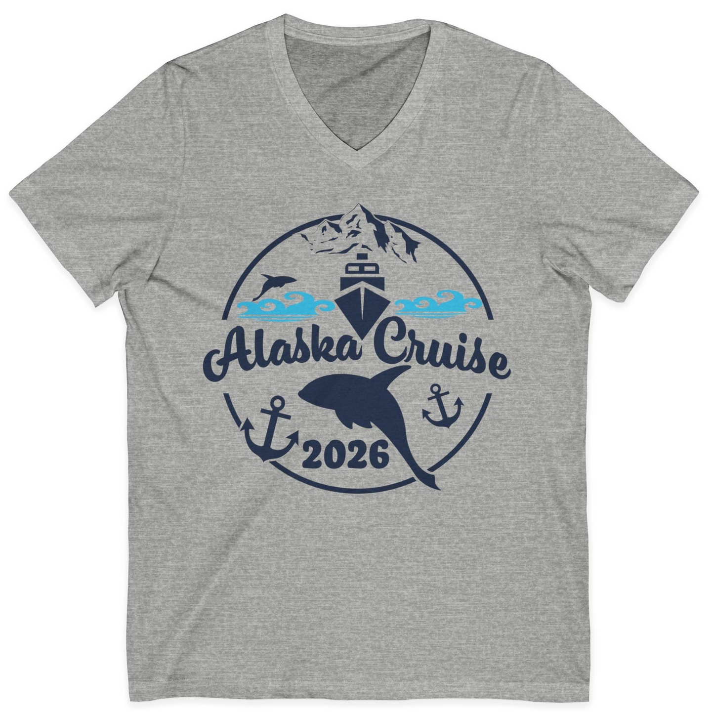 Alaska Cruise 2026 Shirt V-Neck Shirt – Athletic Heather – Alaska Cruise Shirts