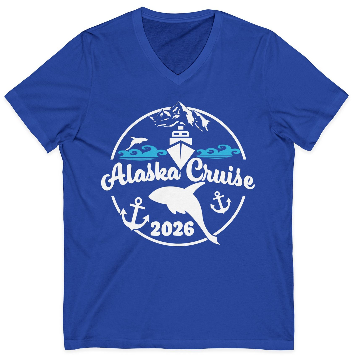 Alaska Cruise 2026 Shirt V-Neck Shirt – True Royal – Alaska Cruise Shirts