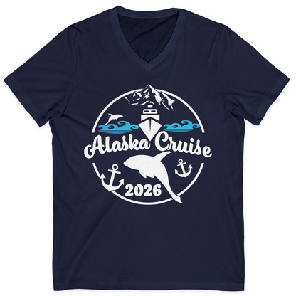 Alaska Cruise 2026 Shirt V-Neck Shirt – Navy – Alaska Cruise Shirts