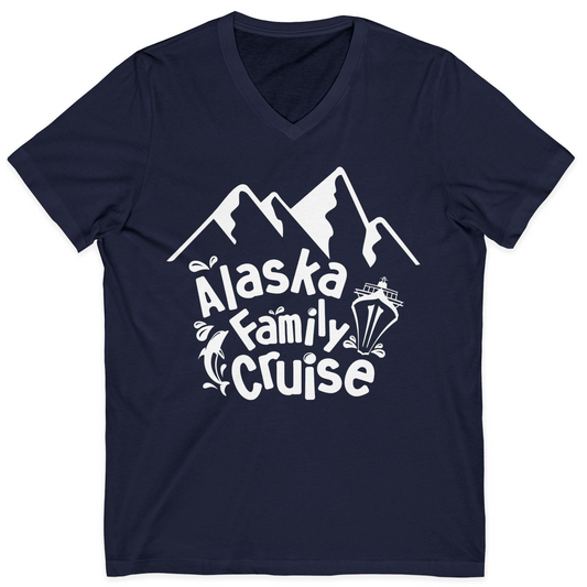 Alaska Family Cruise Adventure Shirt V-Neck Shirt – Navy – Alaska Cruise Shirts