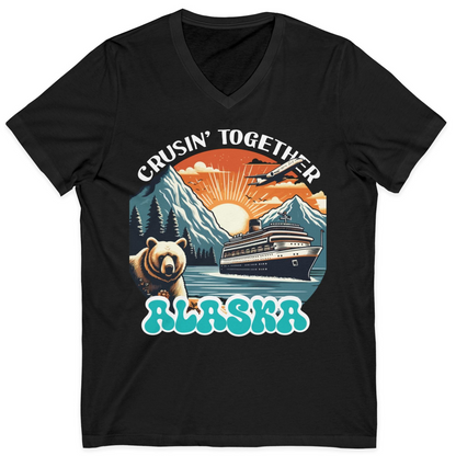 Alaska Cruise Shirt V-Neck Shirt – Black – Alaska Cruise Shirts
