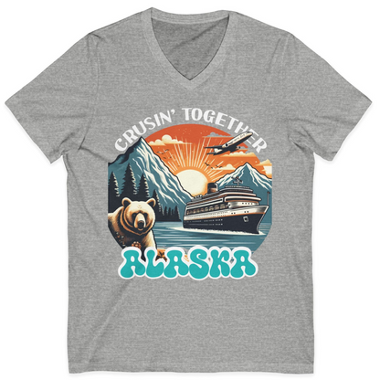 Alaska Cruise Shirt V-Neck Shirt – Athletic Heather – Alaska Cruise Shirts