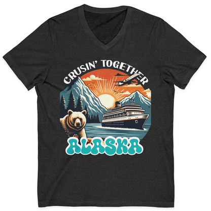 Alaska Cruise Shirt V-Neck Shirt – Dark Grey Heather – Alaska Cruise Shirts