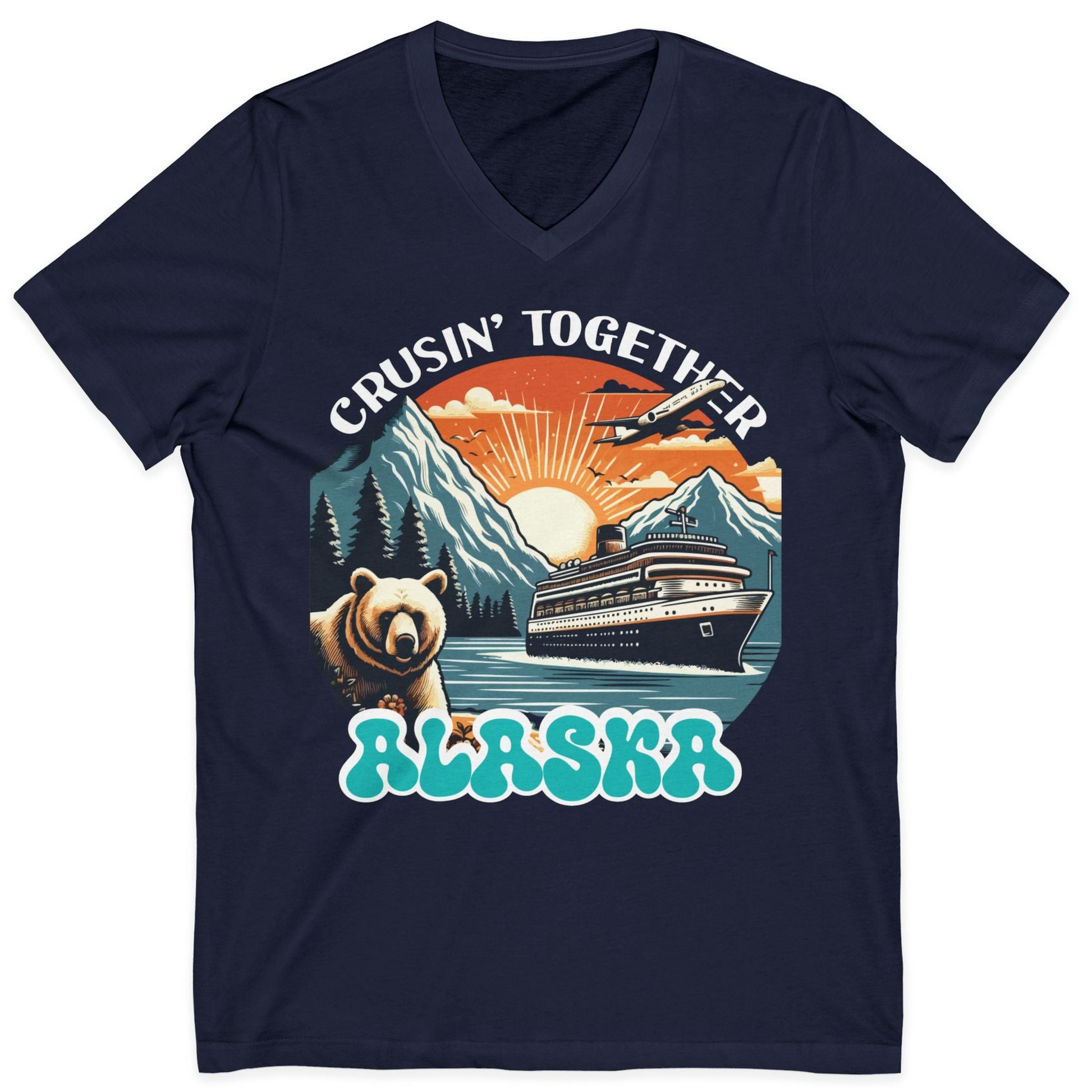 Alaska Cruise Shirt V-Neck Shirt – Navy – Alaska Cruise Shirts