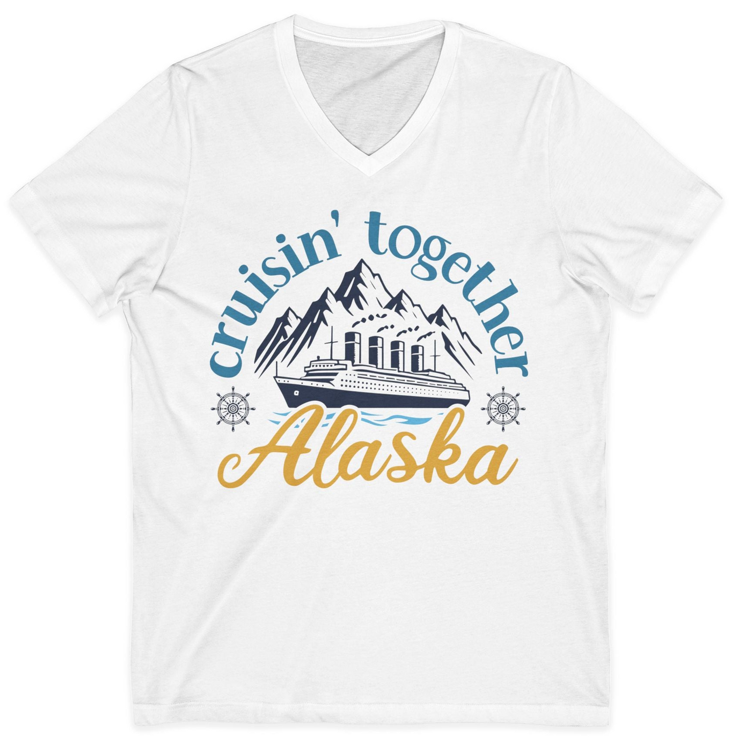 Alaska Cruise Adventure Shirt V-Neck Shirt – White – Alaska Cruise Shirts