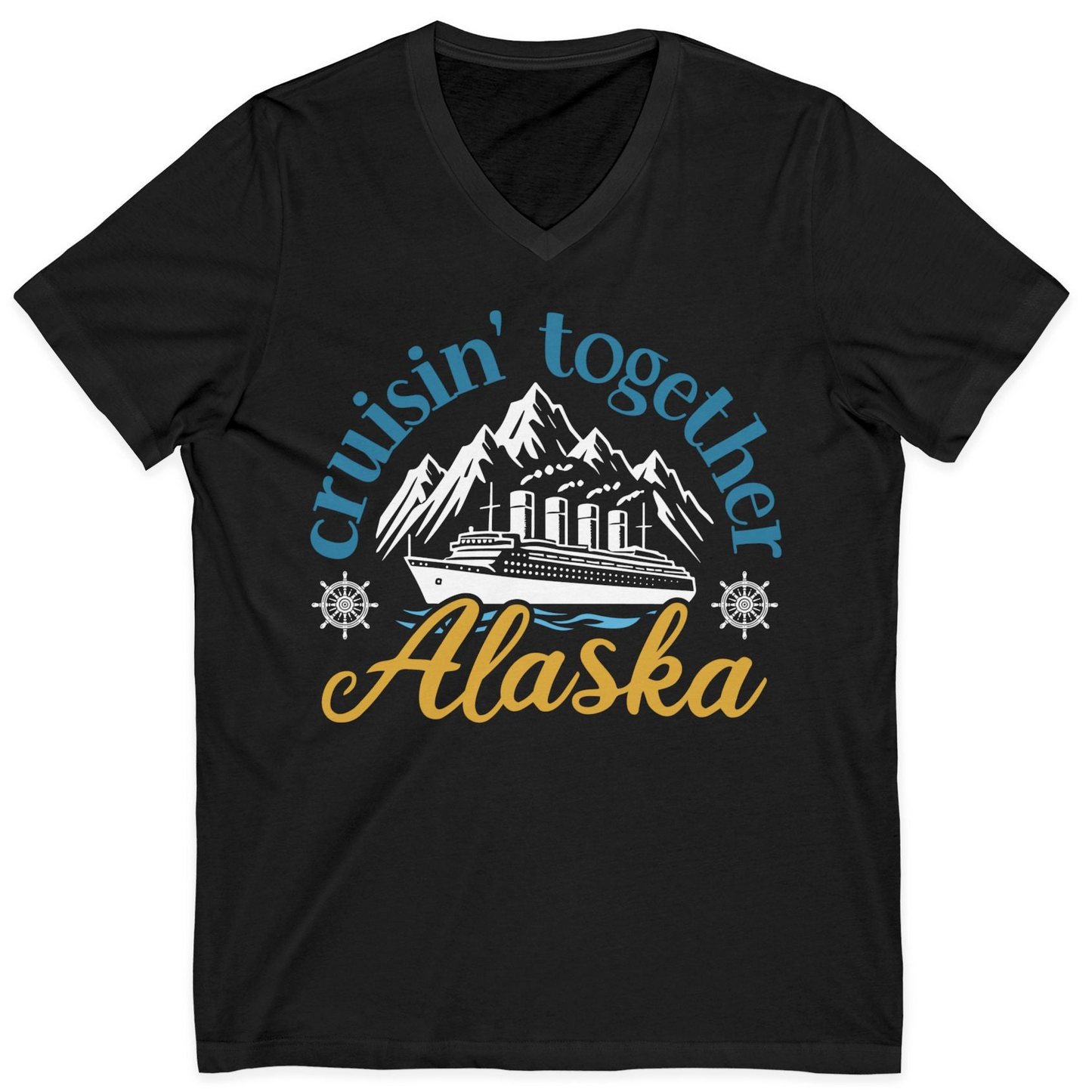 Alaska Cruise Adventure Shirt V-Neck Shirt – Black – Alaska Cruise Shirts