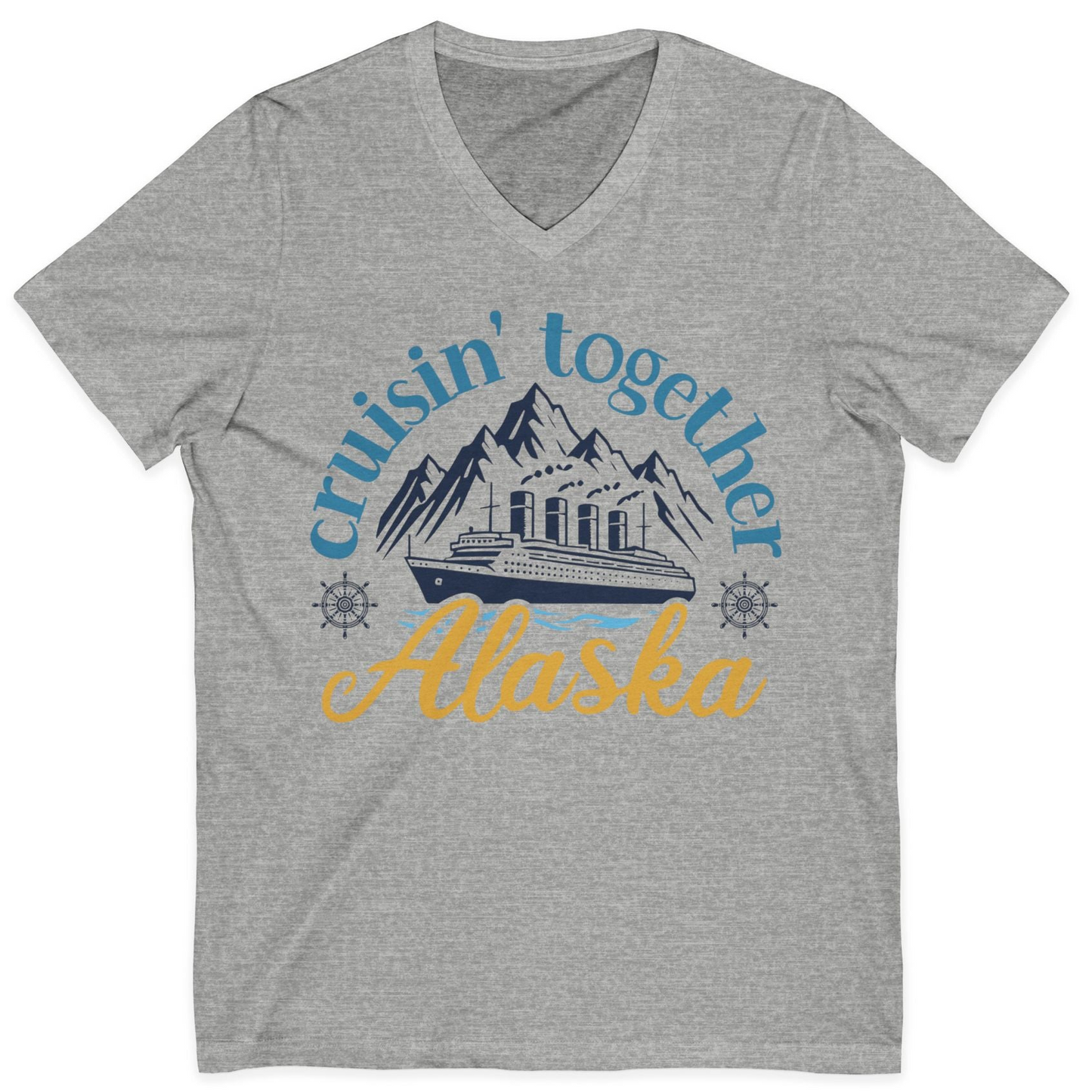 Alaska Cruise Adventure Shirt V-Neck Shirt – Athletic Heather – Alaska Cruise Shirts