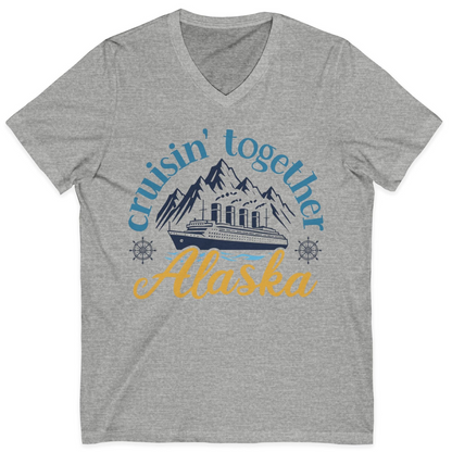 Alaska Cruise Adventure Shirt V-Neck Shirt – Athletic Heather – Alaska Cruise Shirts