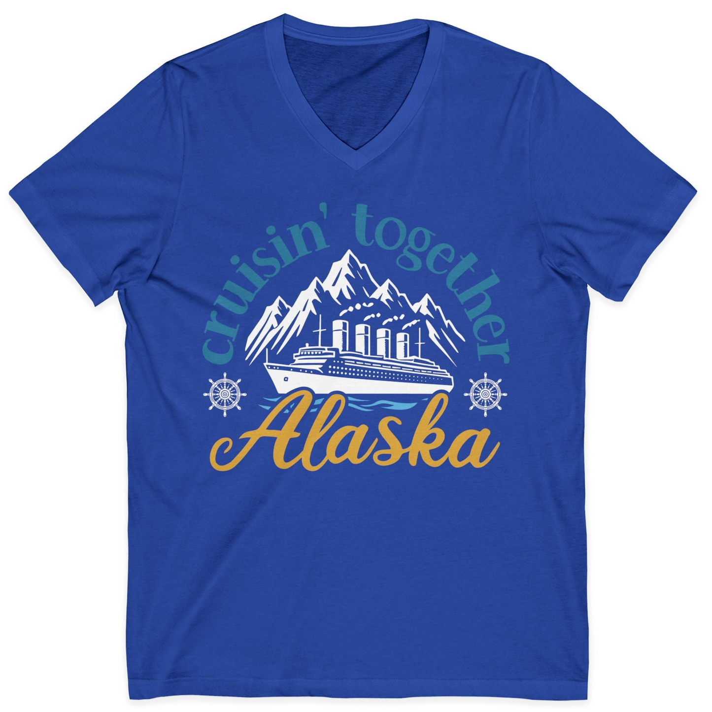 Alaska Cruise Adventure Shirt V-Neck Shirt – True Royal – Alaska Cruise Shirts