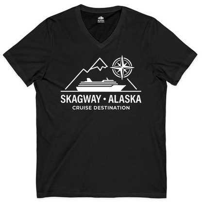 Skagway Alaska Cruise Shirt V-Neck Shirt – Black – Alaska Cruise Shirts