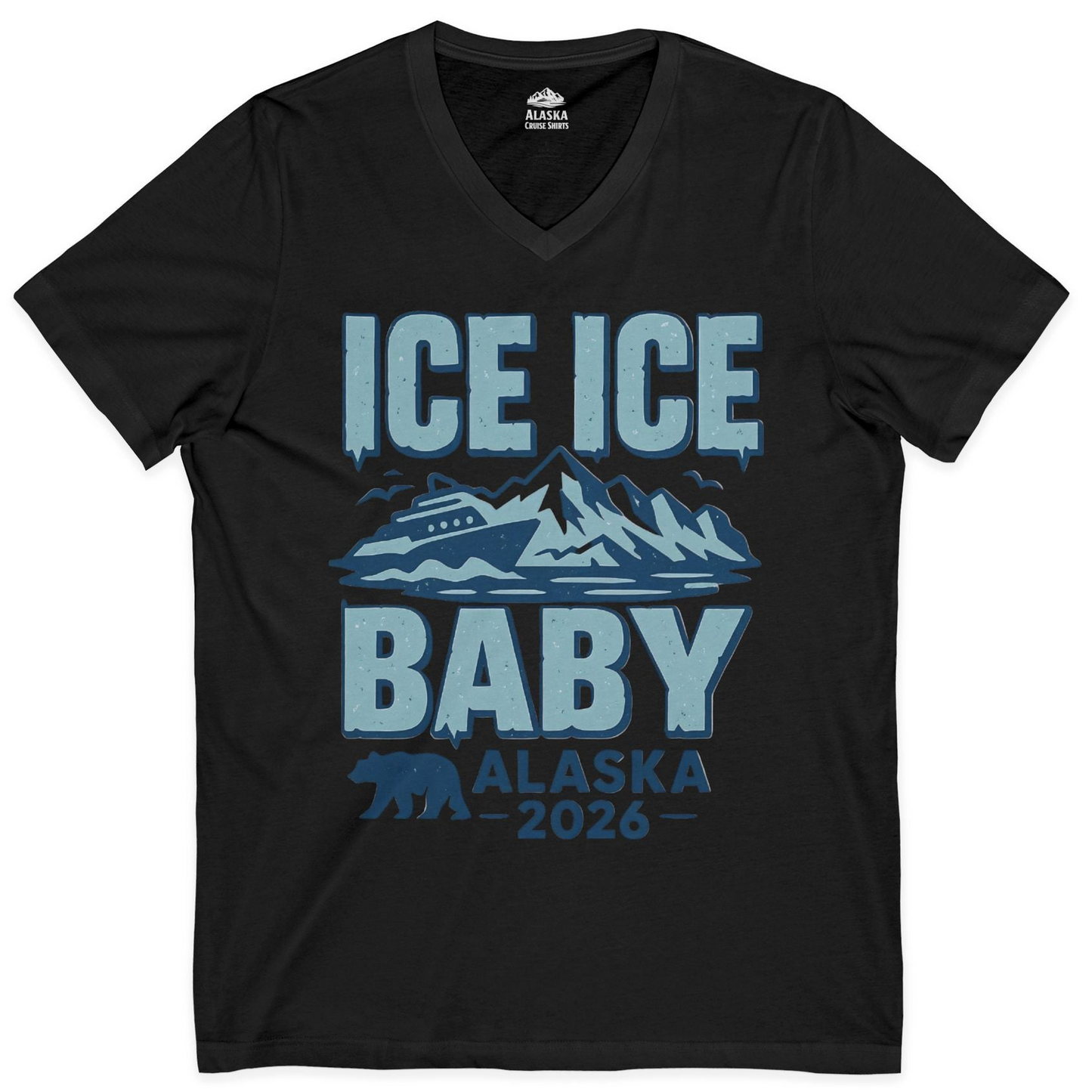 Ice Ice Baby Alaska Cruise Shirt V-Neck Shirt – Black – Alaska Cruise Shirts