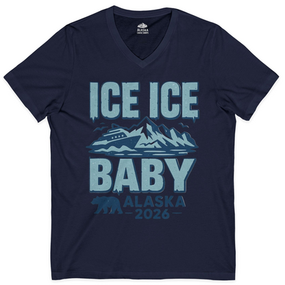 Ice Ice Baby Alaska Cruise Shirt V-Neck Shirt – Navy – Alaska Cruise Shirts