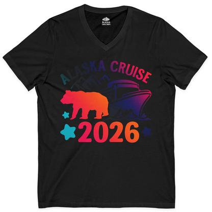 Alaska Cruise 2026 Shirt V-Neck Shirt – Black – Alaska Cruise Shirts