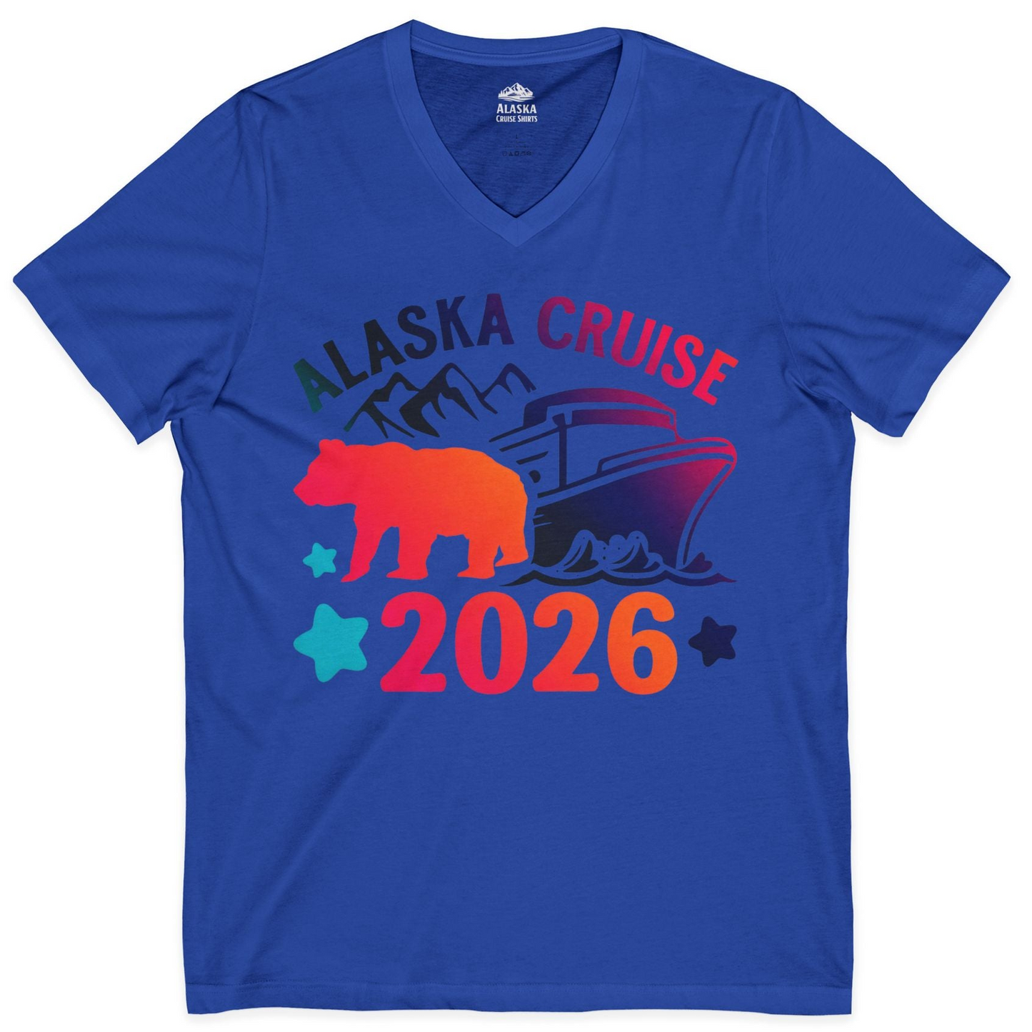 Alaska Cruise 2026 Shirt V-Neck Shirt – True Royal – Alaska Cruise Shirts