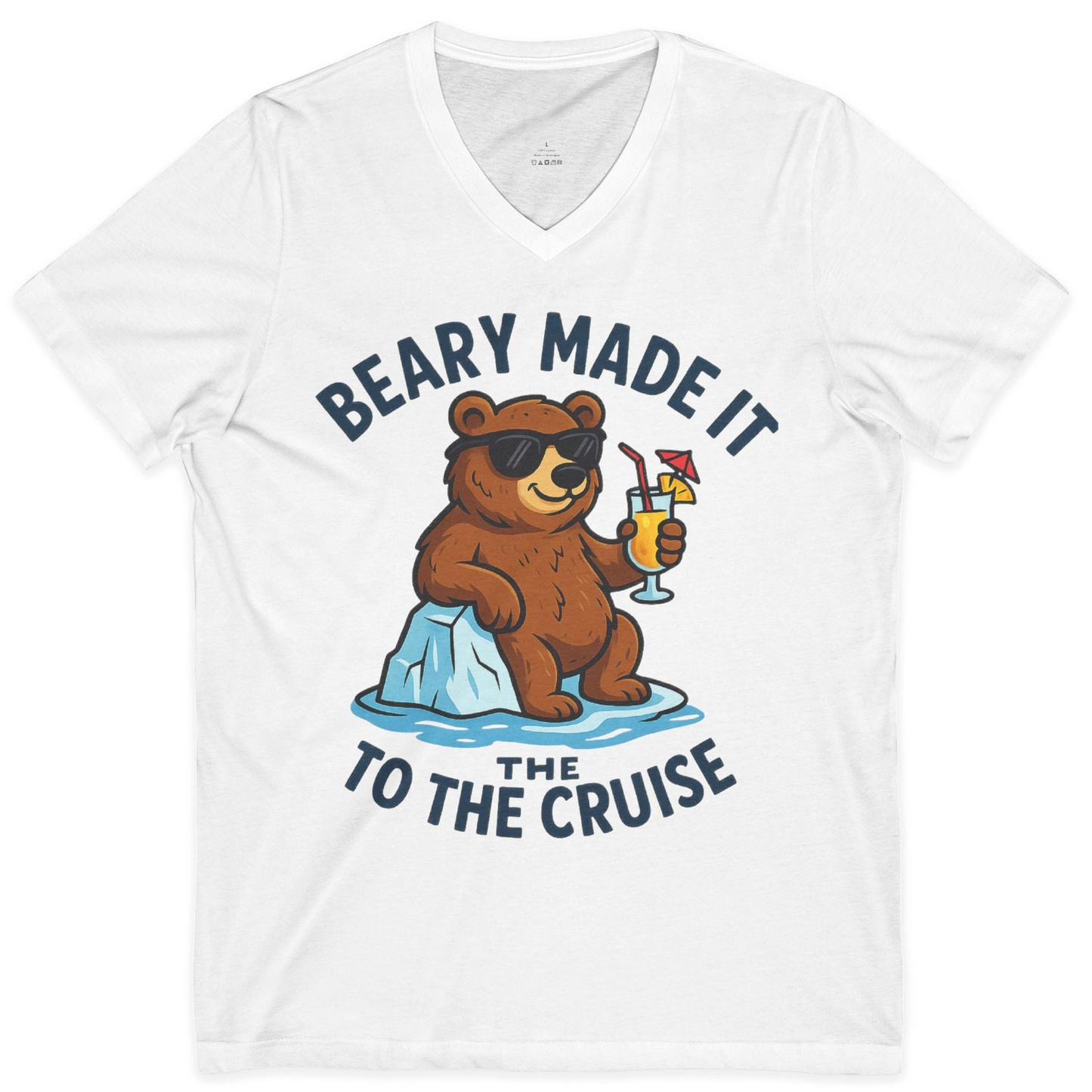Funny Cruise Bear Shirt V-Neck Shirt – White – Alaska Cruise Shirts