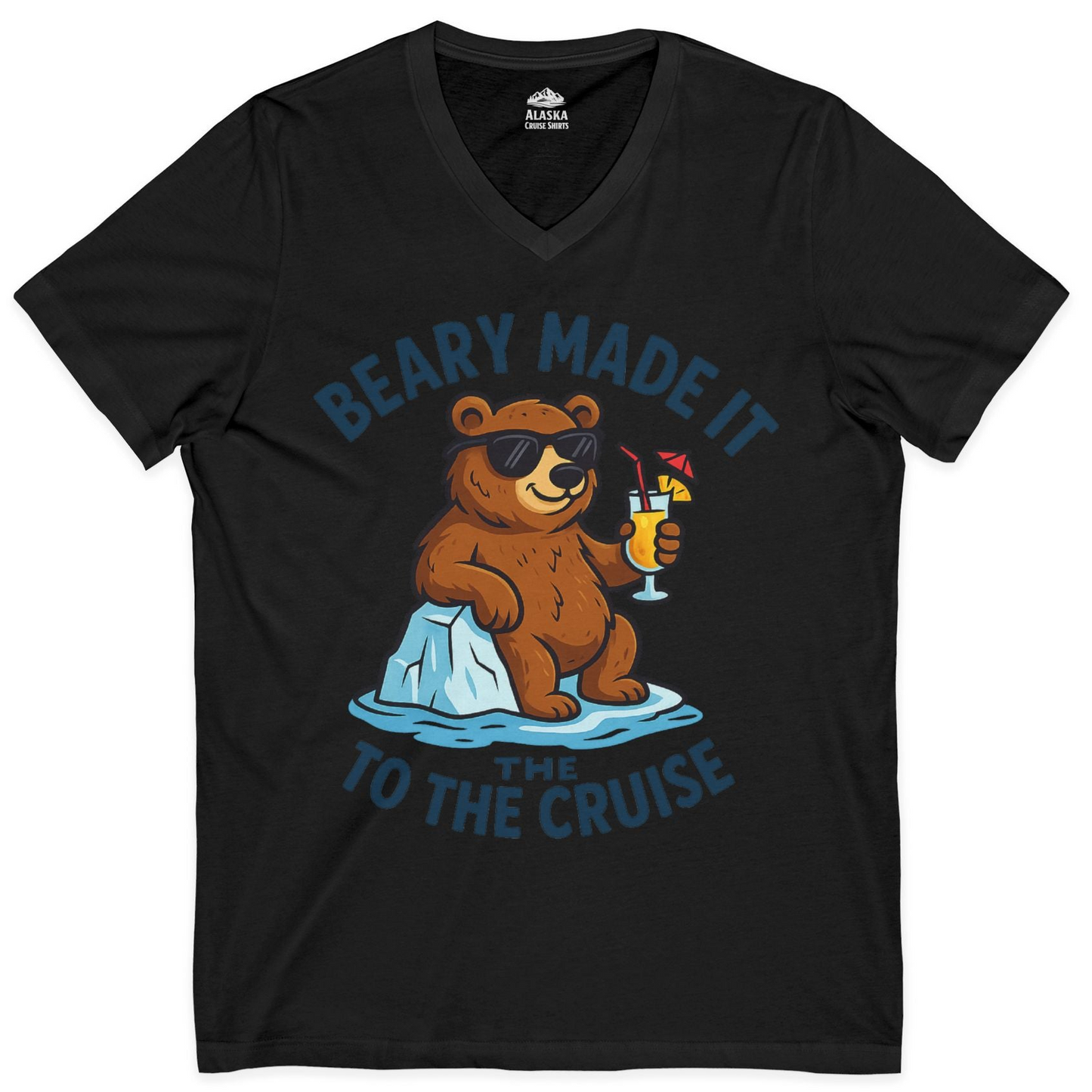 Funny Cruise Bear Shirt V-Neck Shirt – Black – Alaska Cruise Shirts