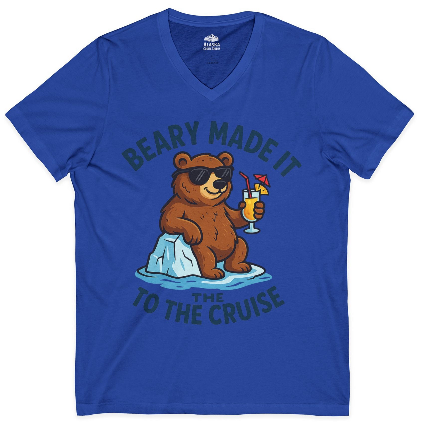 Funny Cruise Bear Shirt V-Neck Shirt – True Royal – Alaska Cruise Shirts