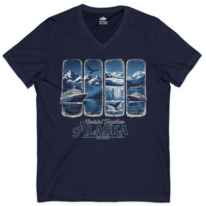 Alaska Cruise Adventure Shirt V-Neck Shirt – Navy – Alaska Cruise Shirts
