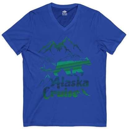 Alaska Cruise Bear Mountains Silhouette Shirt V-Neck Shirt – True Royal – Alaska Cruise Shirts
