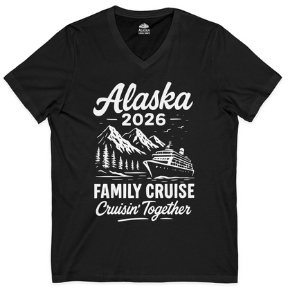 Alaska Family Cruise 2026 Cruisin Together Matching Shirt — V-Neck V-Neck Shirt – Black – Alaska Cruise Shirts