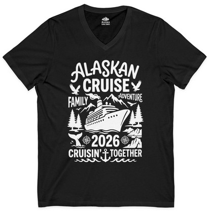 Alaska Cruise Family Adventure 2026 Cruisin Together Shirt — V-Neck V-Neck Shirt – Black – Alaska Cruise Shirts