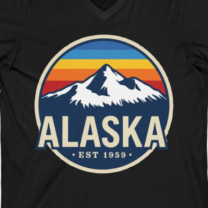 Alaska Vintage Shirt V-Neck Shirt – Black – Alaska Cruise Shirts Close Up