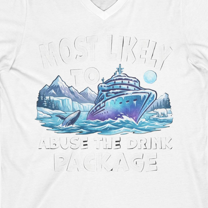 Funny Alaska Cruise Shirt V-Neck Shirt – White – Alaska Cruise Shirts Close Up